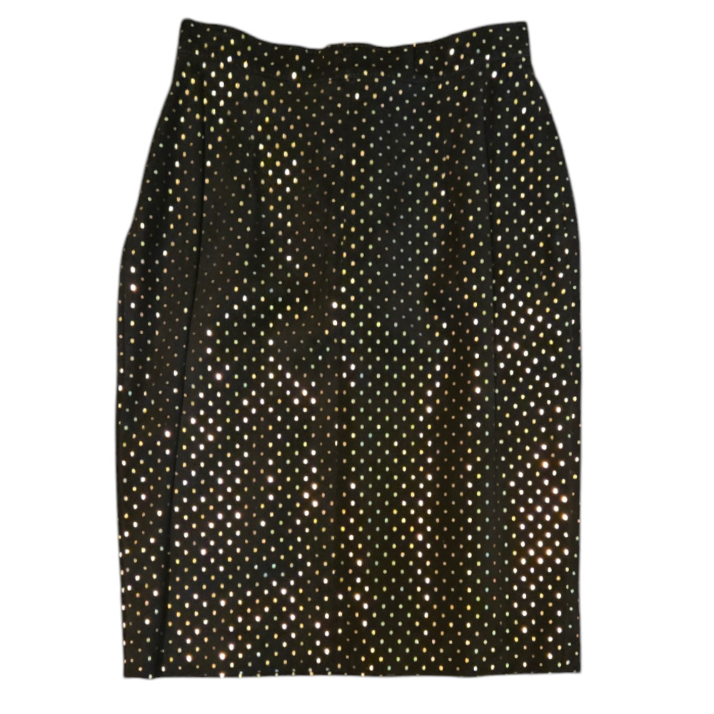Michael Hoban Vintage Suede Pencil Skirt Size 5 Black Gold